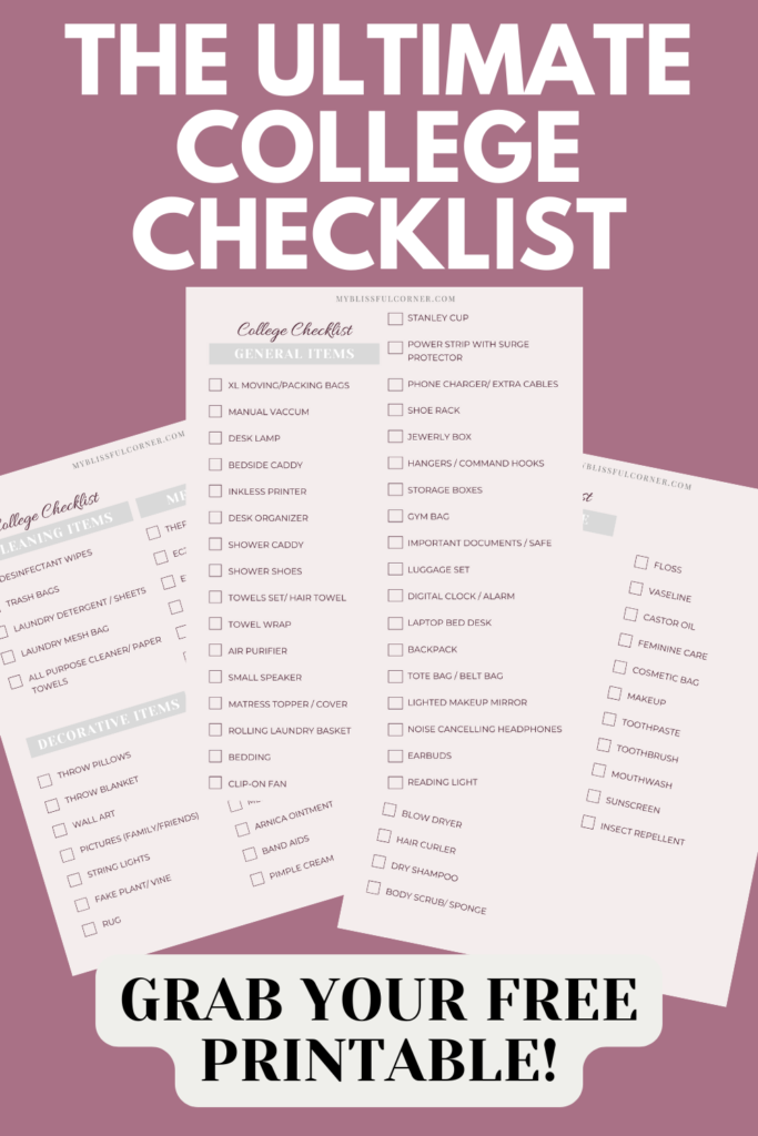 COLLEGE CHECKLIST