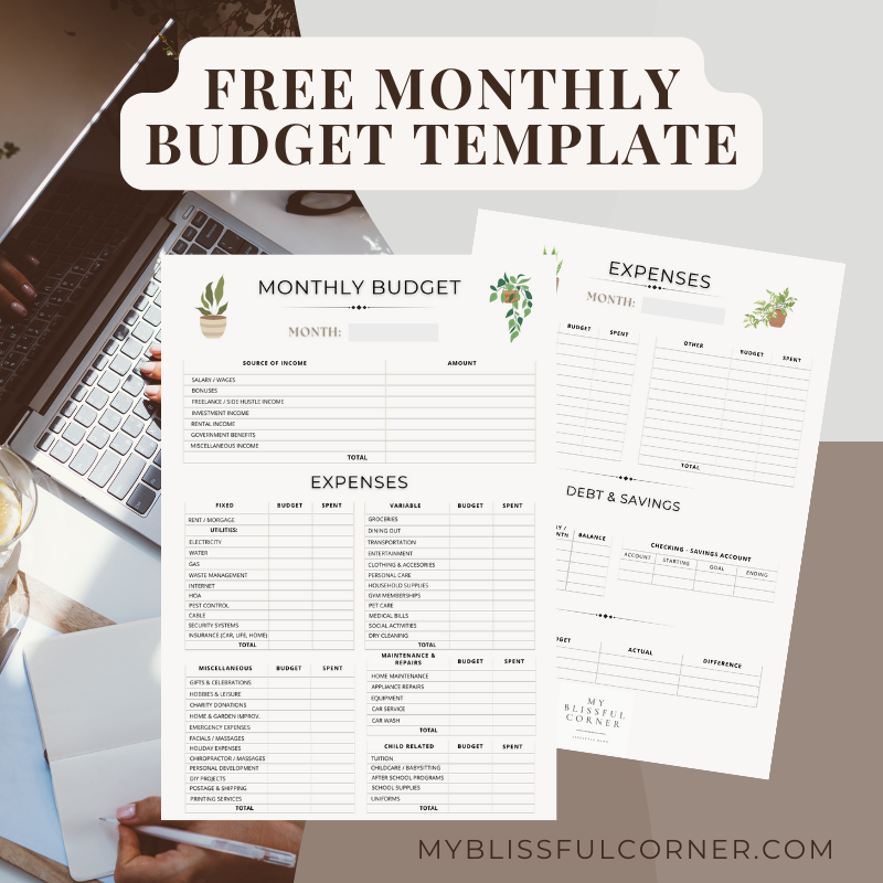 MONTHLY BUDGET TEMPLATE