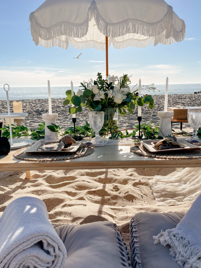 beach picnic set up