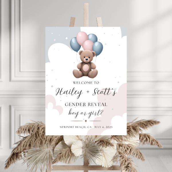 gender reveal welcome sign