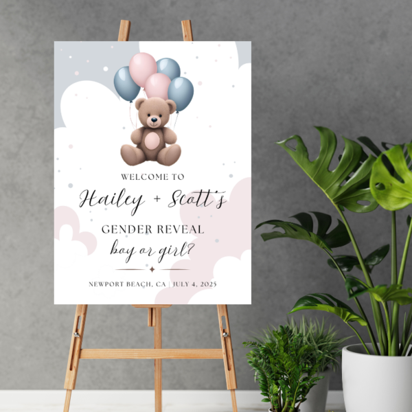 gender reveal welcome sign