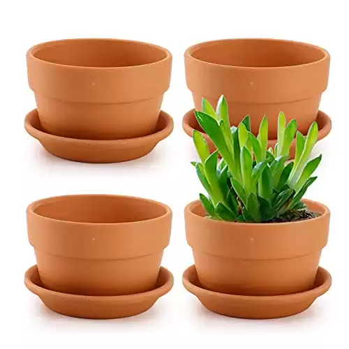 Suwimut 4 Pack Terracotta Pots with Saucer