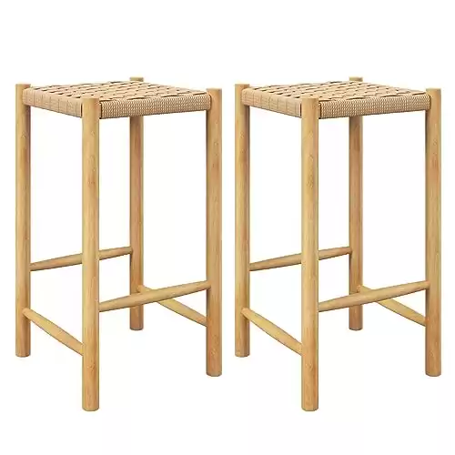 26" Counter Height Wood Bar Stools Set of 2