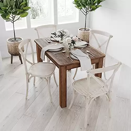 Merrick Lane Rustic Brown Solid Wood Dining Table