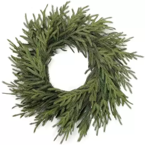 24" Real Touch Norfolk Pine Wreath for Front Door