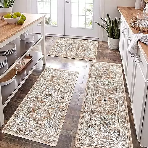 Pauwer Boho Kitchen Rugs Sets of 3 Non-Slip