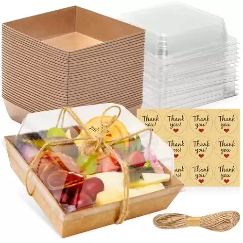 50 Pack Small Charcuterie Boxes with Clear Lids