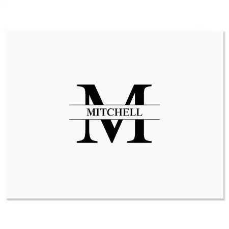 Personalized Black Front & Center Initial Note