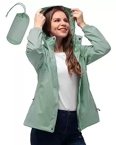 Women's Rain Jacket Waterproof Lightweight Packable Raincoat