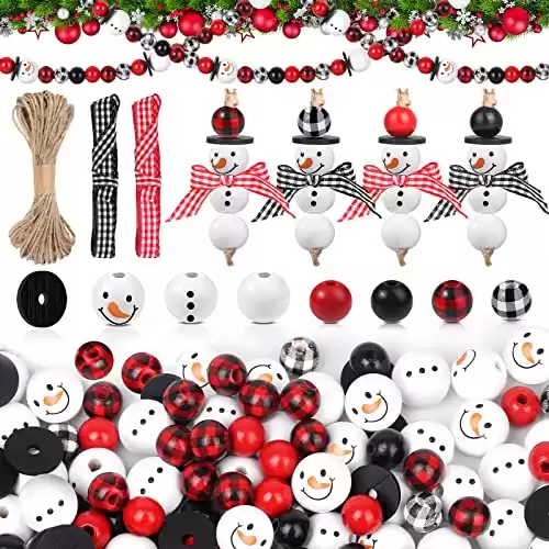 200 Pieces Christmas Wooden Beads for Craft