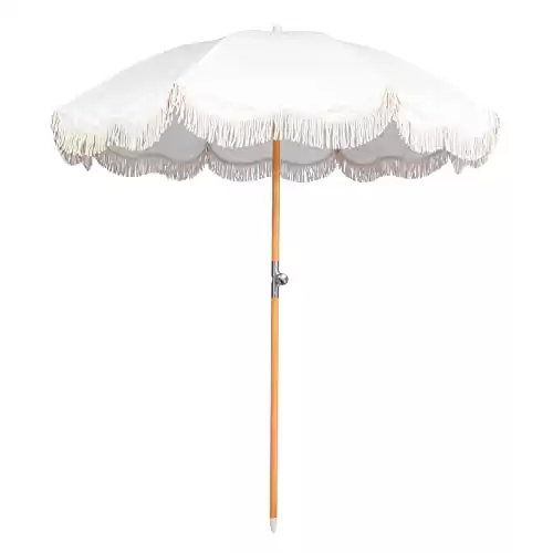 Funsite 6.5ft Boho Beach Umbrella with Fringe