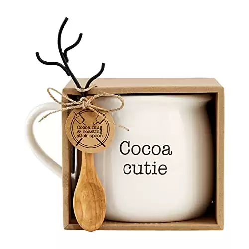 Mud Pie, Cutie, 21 oz | fork 5 1/2" Hot Cocoa Mug and Roasting Stick Set