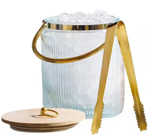 Glass Ice Bucket with Airtight Lid