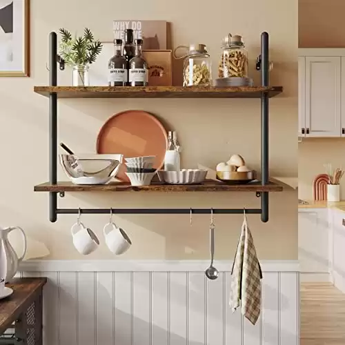 Bestier Pipe Shelf Industrial Floating Shelving