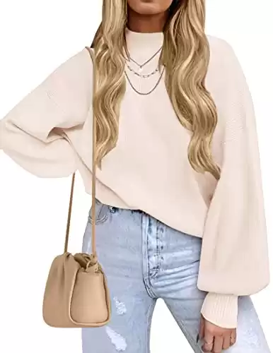 Casual Turtleneck Long Lantern Sleeve Oversized