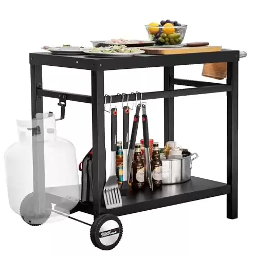 Royal Gourmet Dining Cart Table with Double-Shelf