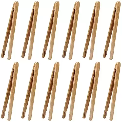 12 Pcs Bamboo Tongs 7 Inch