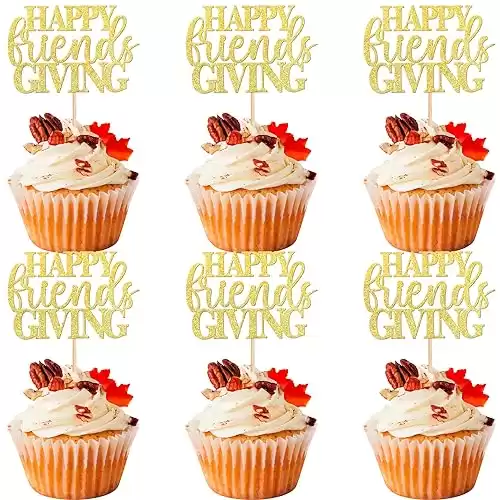 24 PCS Happy Friendsgiving Cupcake Toppers