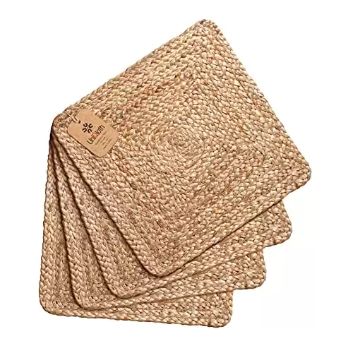 Jute Braided Placemats Set of 4 Reversible