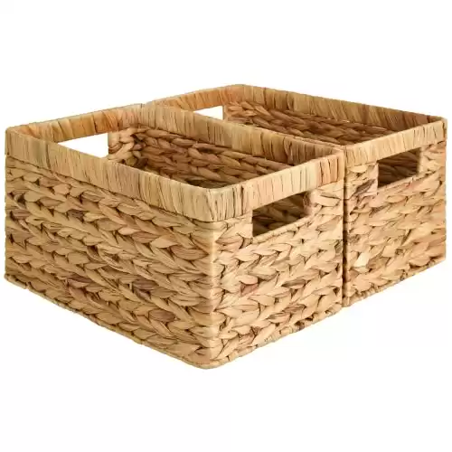 StorageWorks Wicker Basket (Medium 2-Pack, Natural Hyacinth)