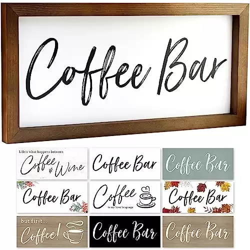 Interchangeable Coffee Bar Sign 17x8 Seasonal Wall Decor.