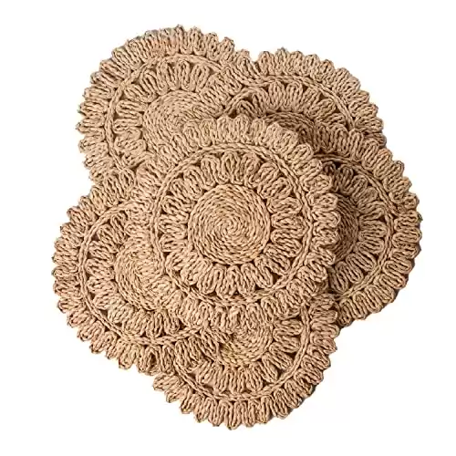 Set of 6 | Boho Rattan Woven Placemats