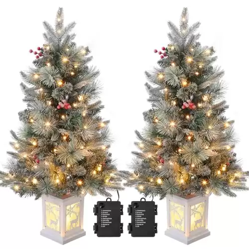 3FT Prelit Snow Flocked Christmas Tree -2PCS