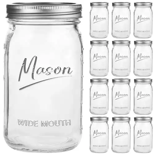 Galssmagic Mason Jars 32 oz,12 Pack