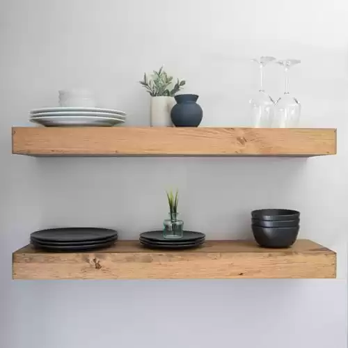 Modern Floating Shelves 3 Inches Thick - Set of 2 Aged Oak | 24Lx3Hx8D