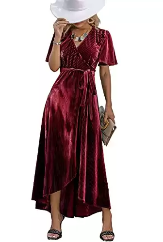 BerryGo Women's Formal Velvet Wrap Dress