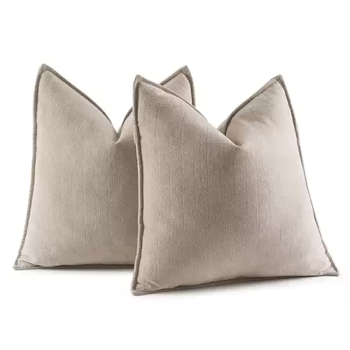 Pack of 2 Beige Decorative Pillow Covers 20x20