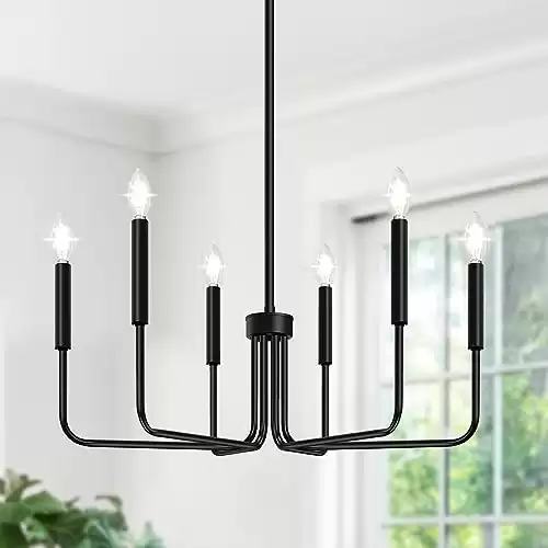 Black Chandelier, 6-Light Farmhouse Chandelier