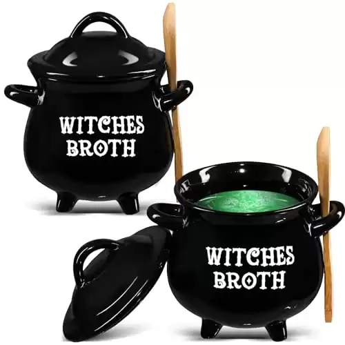 2 Set Witches Broth Cauldron Ceramic Bowl