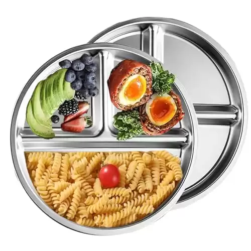 Portion Control Plates Stainless Steel - set of 2