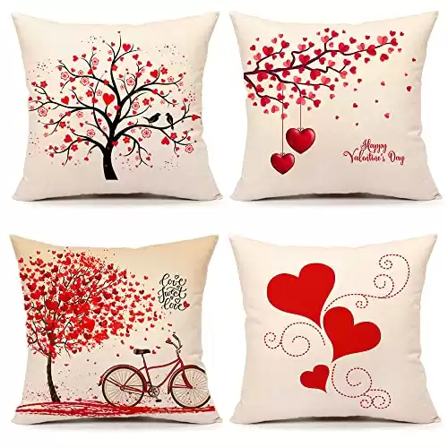 4TH Emotion Valentines Day Throw Pillow Covers 18x18 Set of 4