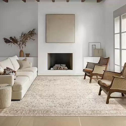 Beige Farmhouse Modern Rug for Bedroom