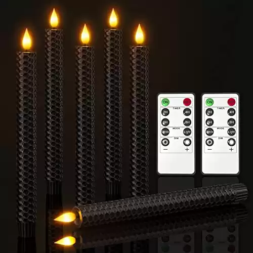 Black Flameless Taper Candles | Battery Operated