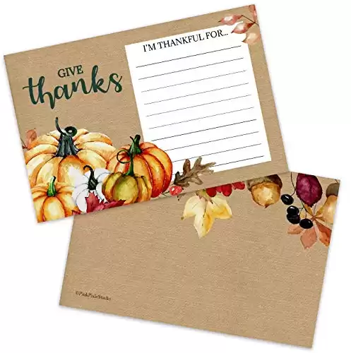 Pink Pixie Studio 40 Thanksgiving I Am Thankful for Fill in Gratitude Cards