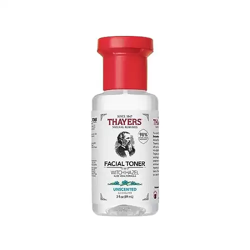 Thayers Trial Size Alcohol Free Unscented Witch Hazel Facial Toner with Aloe Vera Formula- 3 oz