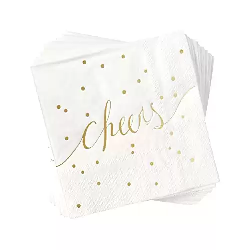 White And Gold Napkins Pack Of 100 Disposable Bar Napkins