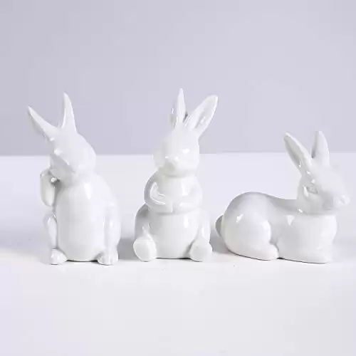 GOODSTART Ceramic Bunny Rabbits Figurine Decor