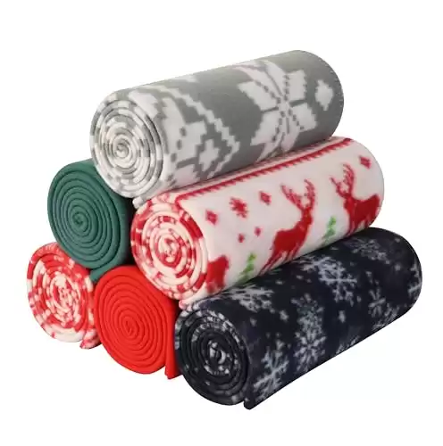 Fleece Throw Blankets Bulk Pack of 6