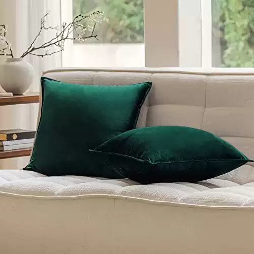 Velvet Emerald Green Throw Pillow Covers