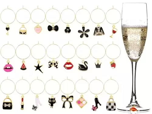 Junkin 24 Pcs Wine Glass Charms Markers