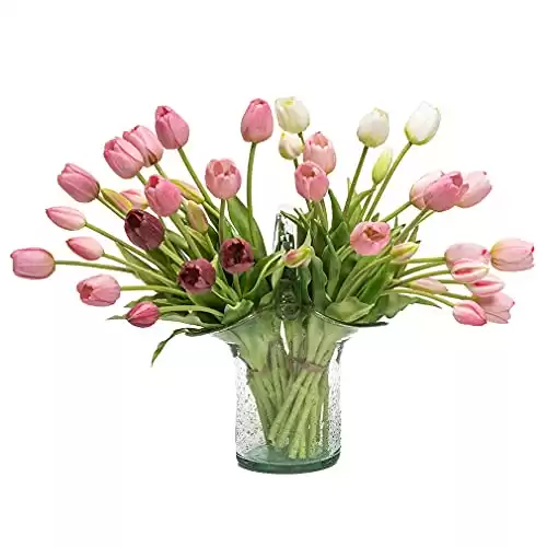 40pcs Artificial Tulips Flowers Real Touch Fake Latex Bouquet