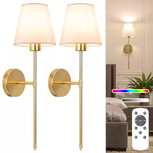 NIORSUN Battery Operated Wall Sconce Set of 2 Gold