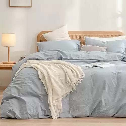 BESTOUCH Duvet Cover Set 100% Washed Cotton Linen