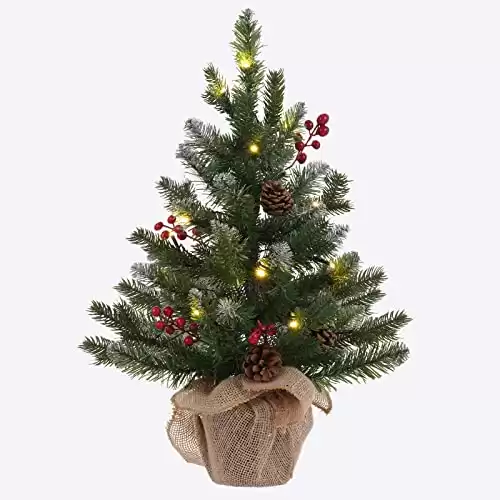 2 FT Mini Christmas Tree, 24" PE Prelit Small