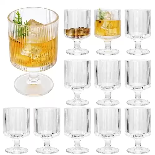 Vintage Ribbed Wine Glasses Set of 12