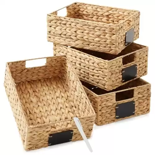 Casafield Set of 4 Water Hyacinth Pantry Baskets